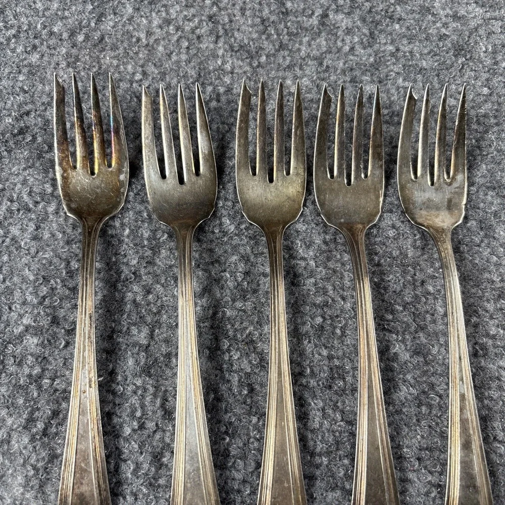 Vintage Oneida Lexington Salad Forks Set of 5 Silverplate Pat 15 Art Deco